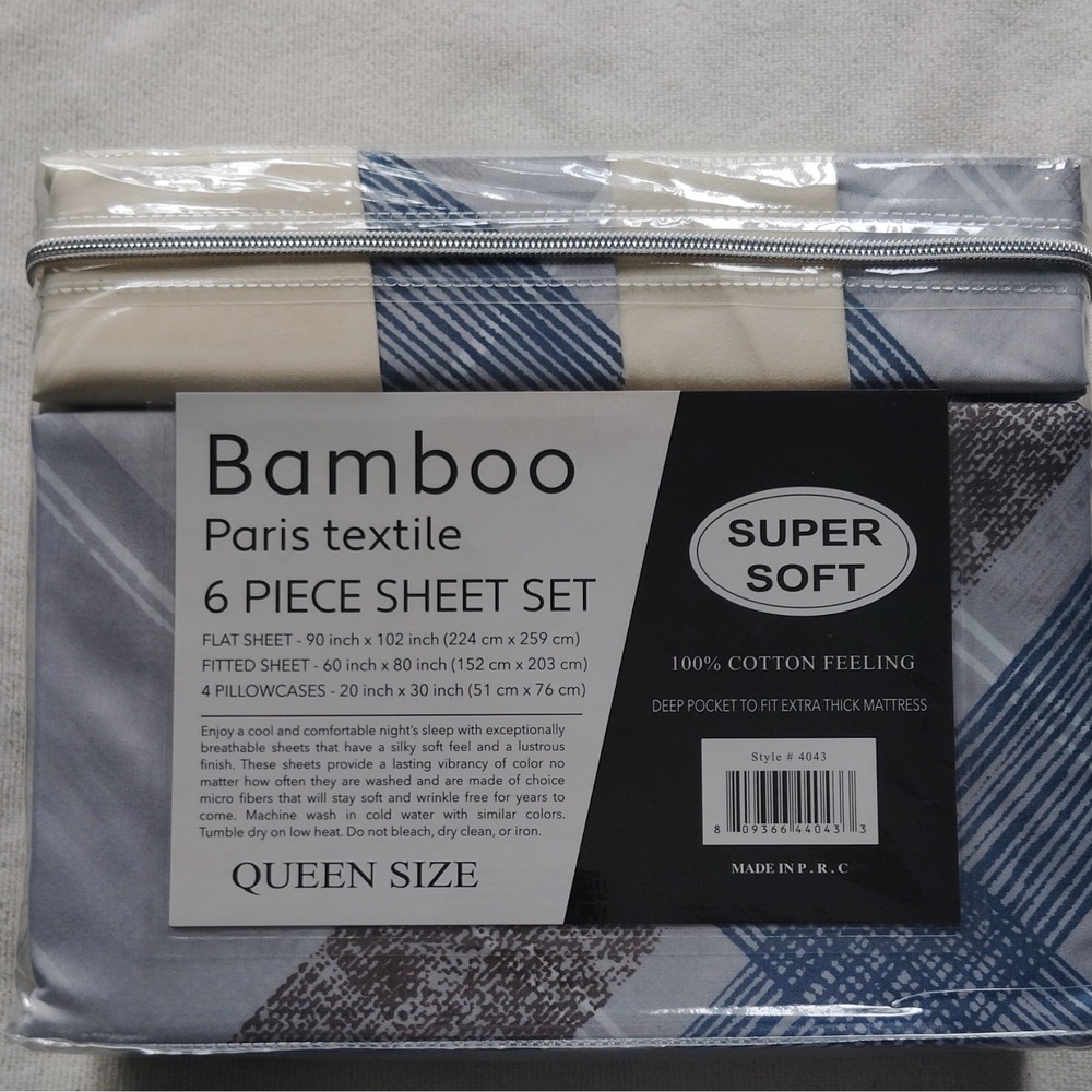 Paris Textile Organic Earth 2000 Series Queen Cotton Plaid Deep Pocket